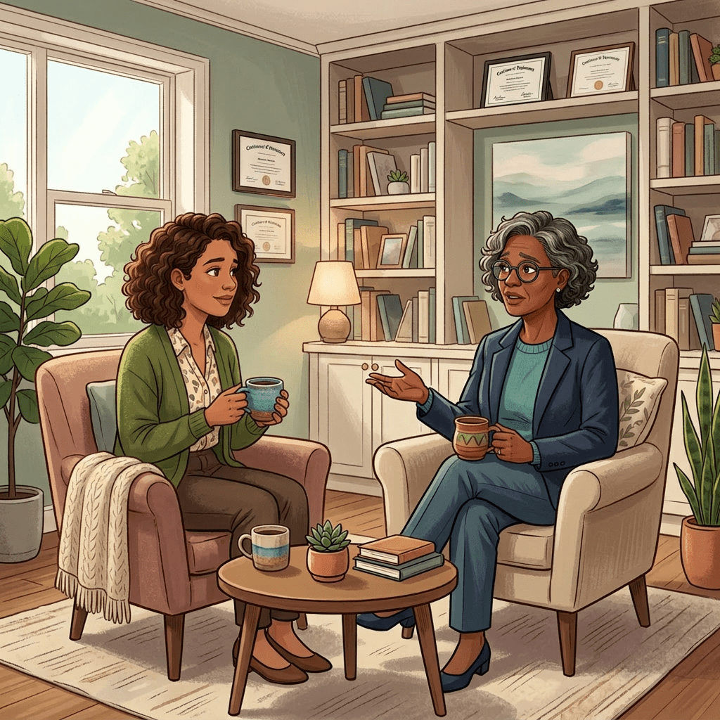 Young journalist recording interview with professional woman in office